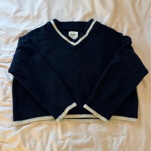 abercrombie navy wedge v-neck sweater